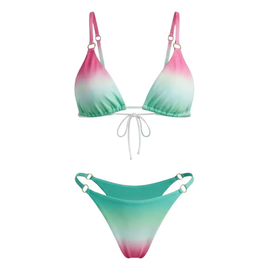Green Multicolor Tanning Swimsui